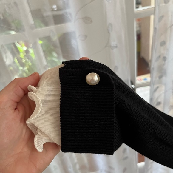 CeCe Women's Ruffle Collar & Sleeve Pearl Trim Sweater Dress - Picture 7 of 12